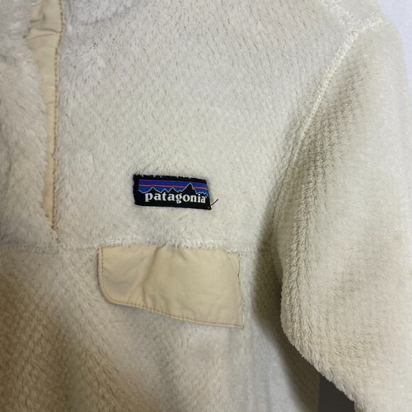 Women's Small Patagonia Retool Snap Fleece Raw Linen White Pullover - Picture 4 of 7